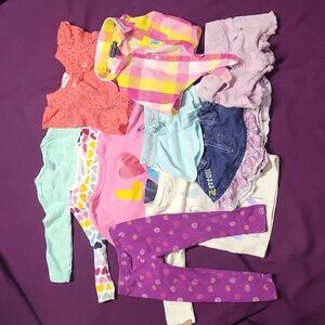 10 pc baby girl clothing lot 18M shirts Dereon denim skirt shorts leggings